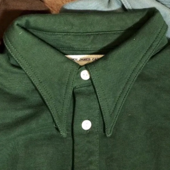 Simon James Cathcart Bottle Green Spearpoint Dagger Collar Polo Sweater, Sz 16 M - Picture 7 of 7